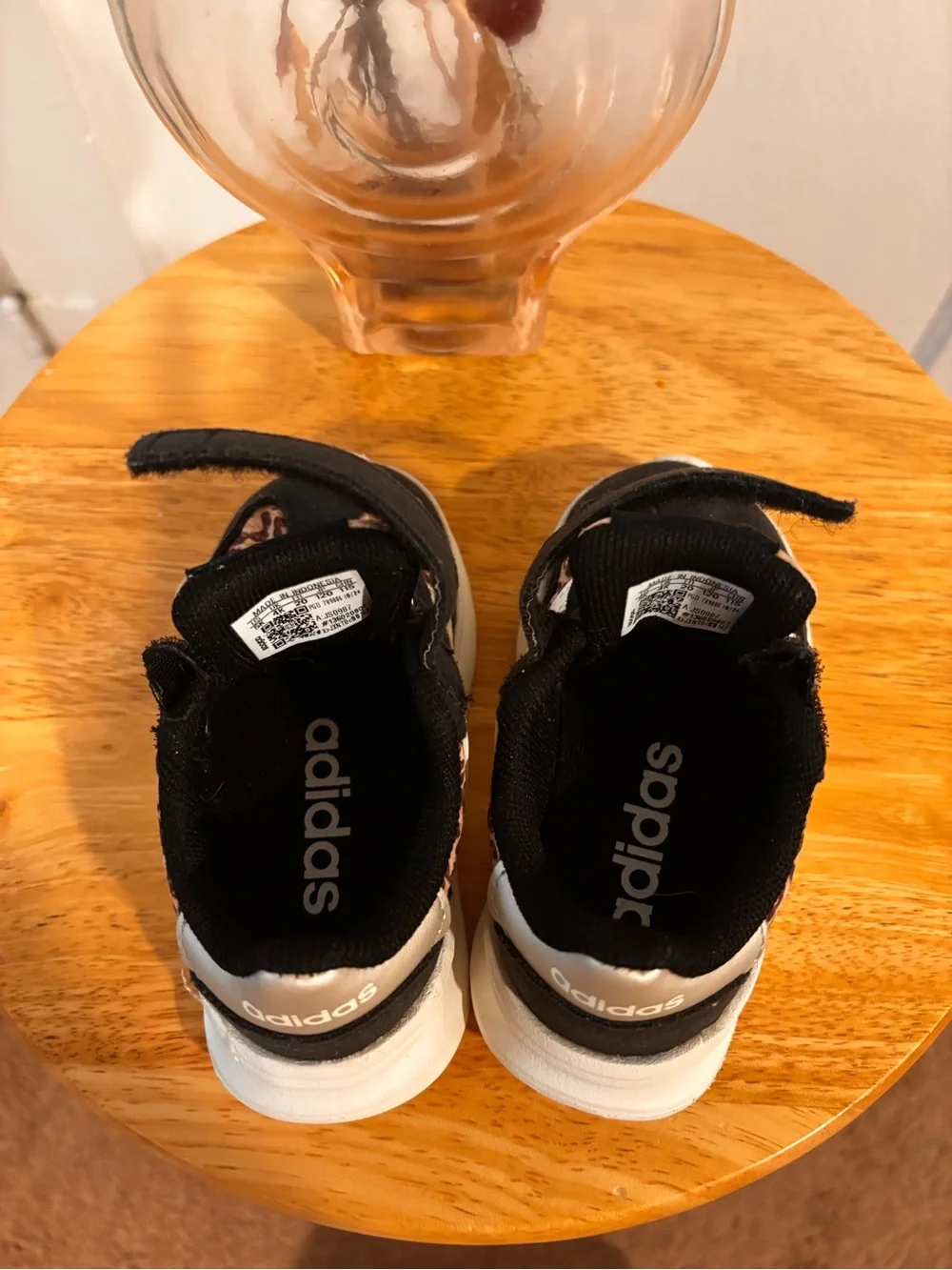 Toddler Adidas Leopard-Print Sneakers with Black & Cream Accents